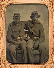 Two unidentified African American soldiers, between 1860-1870