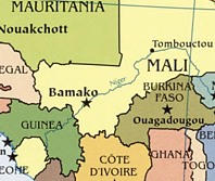 Mali, Africa, map, 2008, detail