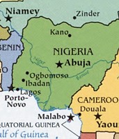 Nigeria, Africa, map, 2008, detail