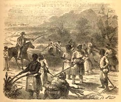 Slaves repairing a road. Olmstead, A Journey in the Seaboard Slave States.