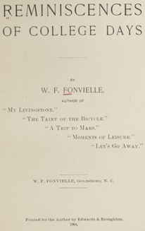 Title page, Reminiscences of College Days