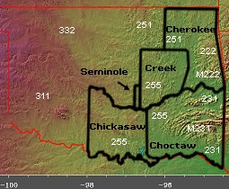 Ecological subregions of tribal lands in Indian Territory after Removal