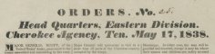 Orders for removal of Cherokee from North Carolina, Georgia, Tennessee and Alabama, 1838