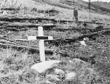 Cross marking site where the body of smokejumper Stanley Reba was found