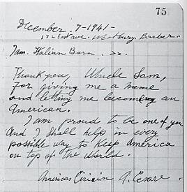 Diary entry of an Italian American